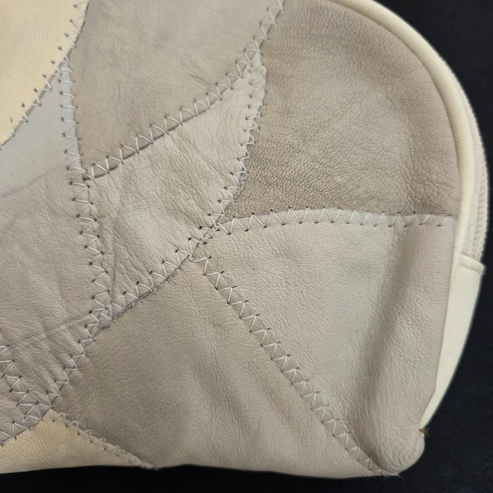 Vintage Allan Edward Patchwork  Leather and Suede Makeup Bag